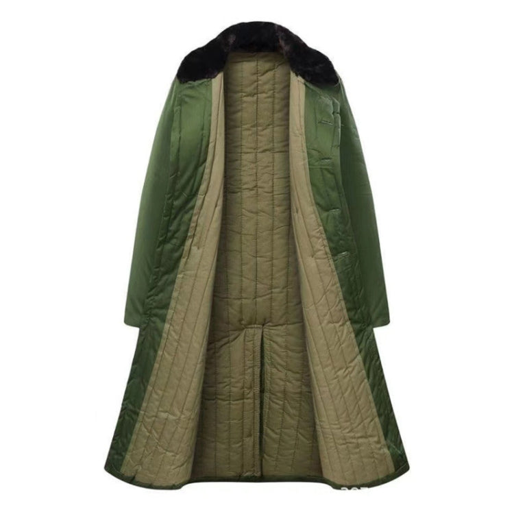 Long Civil Disaster Relief Cotton Coat Windproof Lengthened Cold-proof Fleece Thickened Cotton Coat — Black (Disassembly)