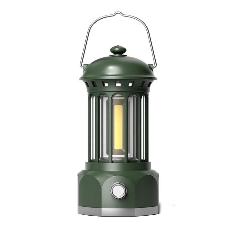 Battery Model COB Portable Outdoor Camping Lamp Atmosphere Tent Lamp Retro Lamp — Battery Large Black
