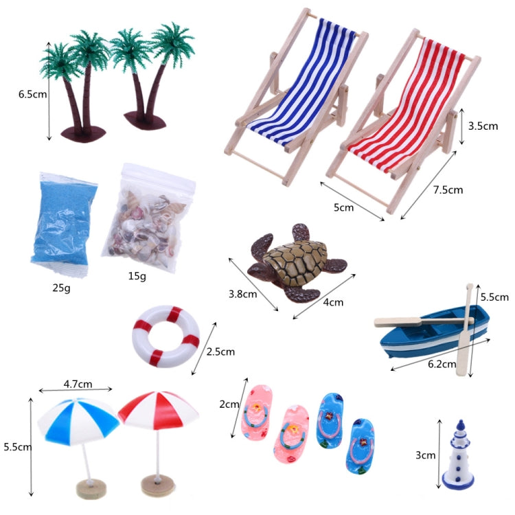Mini Beach Set Miniature Model Ornament Summer Ocean Simulation Scene Photo Decoration Props