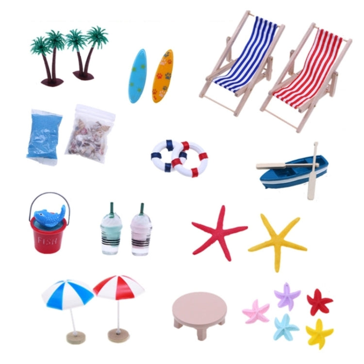 Mini Beach Set Miniature Model Ornament Summer Ocean Simulation Scene Photo Decoration Props — B Style