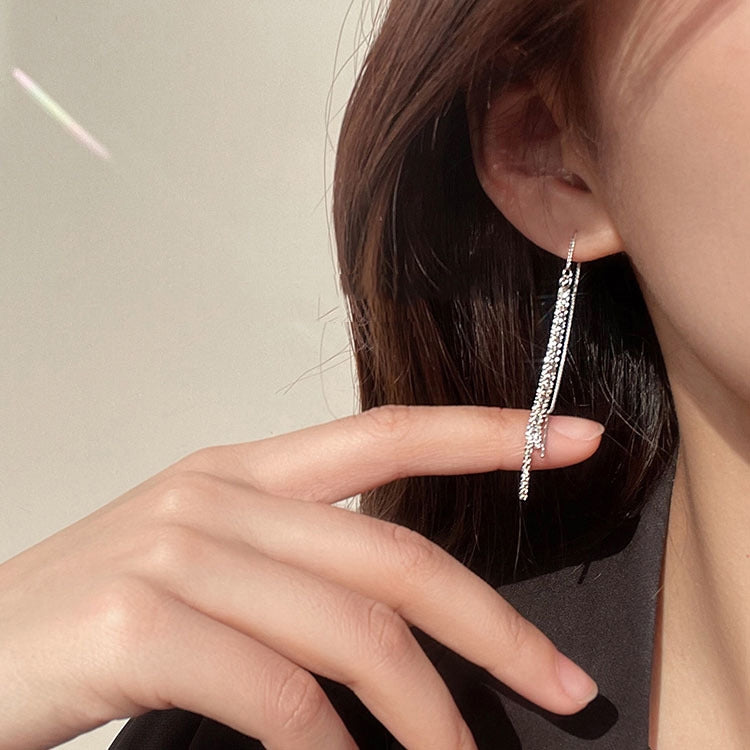 Gypsophila Tassel Earrings Long Elegant Earrings — 835 Rear Hanging
