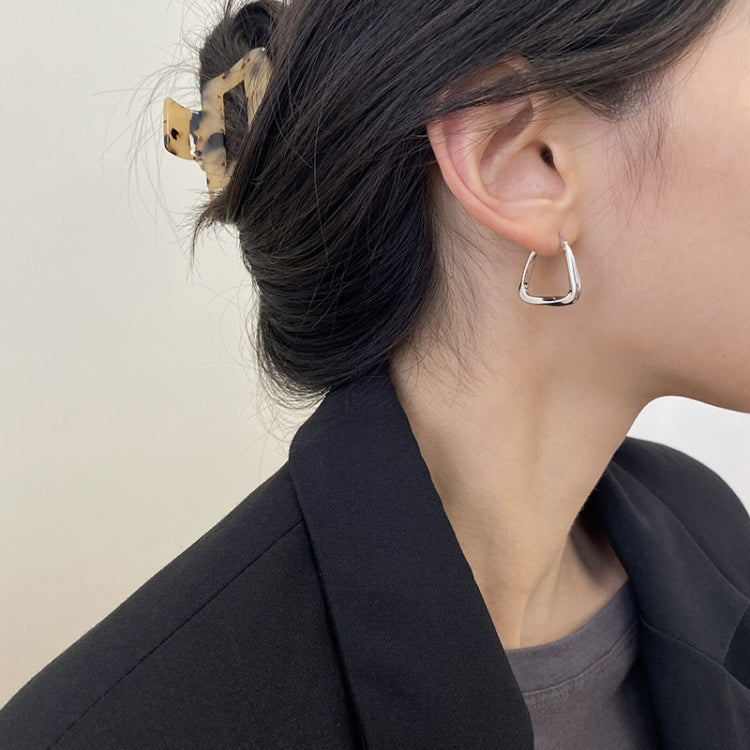 S925 Silver Needle Earbuckle Womens Frosty Style Simple Temperament Stud Earrings — Large Golden