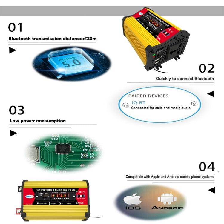 SOLIKE TECH 300W Inverter with Bluetooth MP3/FM Multimedia Player