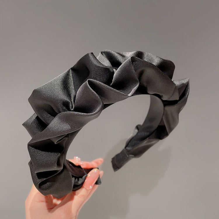 Elegant Wide-Brimmed Pleated Hoops Satin Fabric Versatile Headband