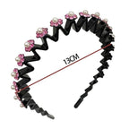 Pearl Rhinestone Wavy Headband Thin Edge Non-Slip Clip Headgear