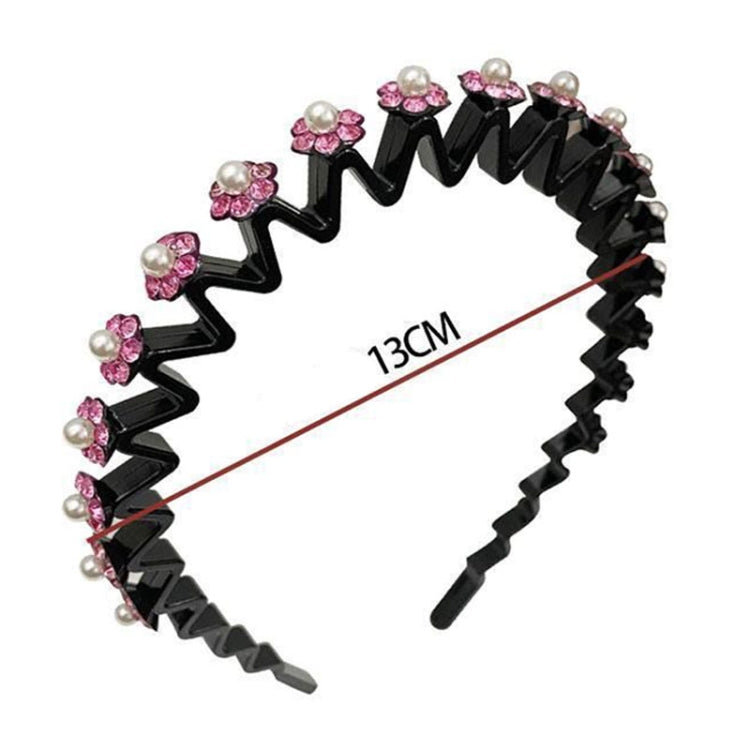 Pearl Rhinestone Wavy Headband Thin Edge Non-Slip Clip Headgear