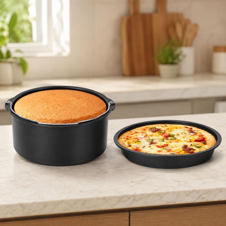 Cake Basket with Handle + Pizza Tray Air Fryer Accessory Set Bakeware