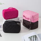 Rhombus Waterproof Cosmetic Bag Toiletries Storage Bag With Mirror
