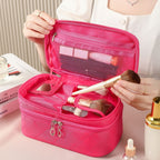 Rhombus Waterproof Cosmetic Bag Toiletries Storage Bag With Mirror