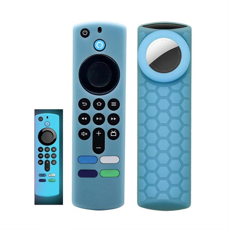 2pcs Remote Control Case For Amazon Fire TV Stick 2021 ALEXA 3rd Gen With Airtag Holder — Luminous Blue