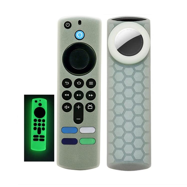 2pcs Remote Control Case For Amazon Fire TV Stick 2021 ALEXA 3rd Gen With Airtag Holder — Luminous Green