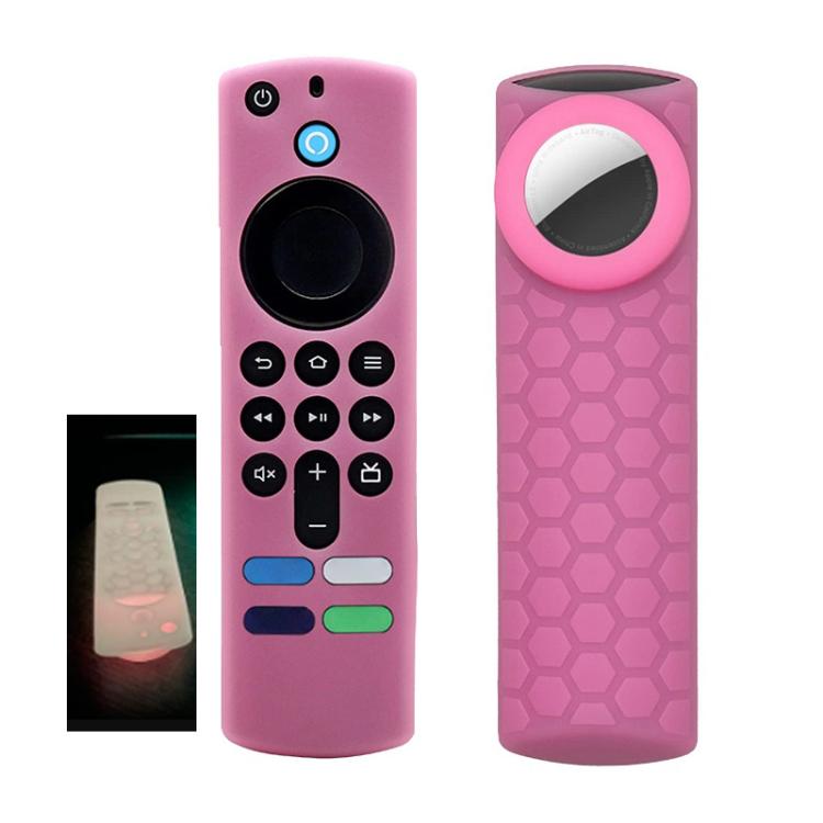 2pcs Remote Control Case For Amazon Fire TV Stick 2021 ALEXA 3rd Gen With Airtag Holder — Luminous Pink