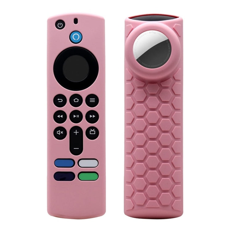 2pcs Remote Control Case For Amazon Fire TV Stick 2021 ALEXA 3rd Gen With Airtag Holder — Pink