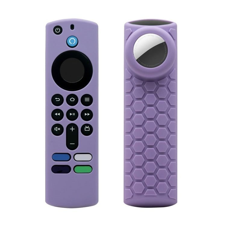 2pcs Remote Control Case For Amazon Fire TV Stick 2021 ALEXA 3rd Gen With Airtag Holder — Purple