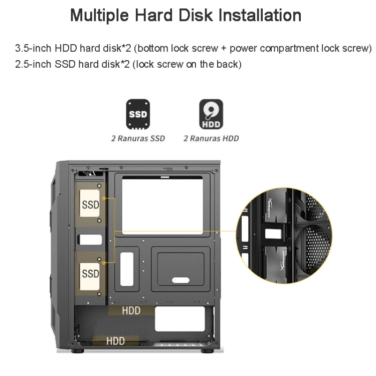 EVESKY Acrylic Side Transparent ATX Computer Case With 6 Fans Position And USB 3.0 Interface
