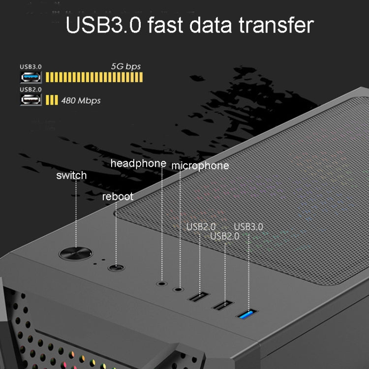 EVESKY Acrylic Side Transparent ATX Computer Case With 6 Fans Position And USB 3.0 Interface