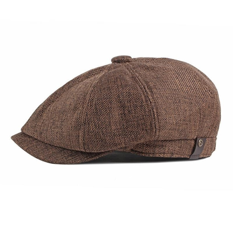 Octagonal Hat Men Breathable Imitation Hemp Duck Tongue Cap Beret — (Black)