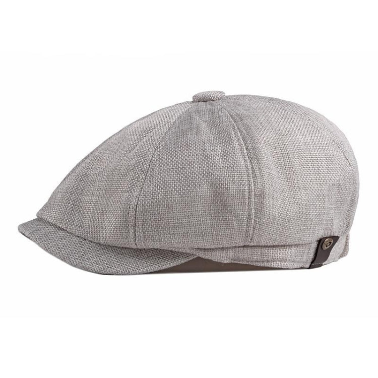 Octagonal Hat Men Breathable Imitation Hemp Duck Tongue Cap Beret — (Dark Gray)