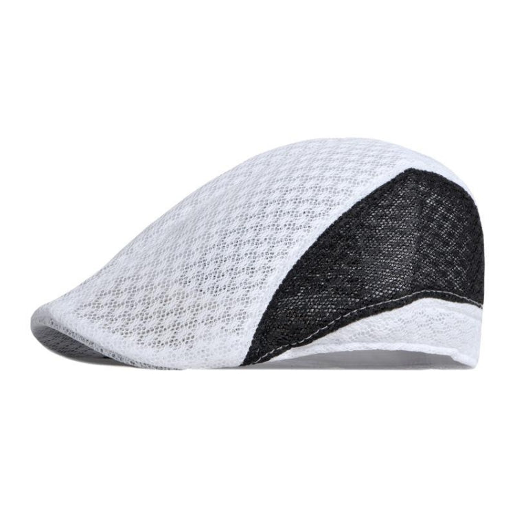 Summer Hollowed Out Mesh Duck Tongue Hat Vintage Beret — (Black White)