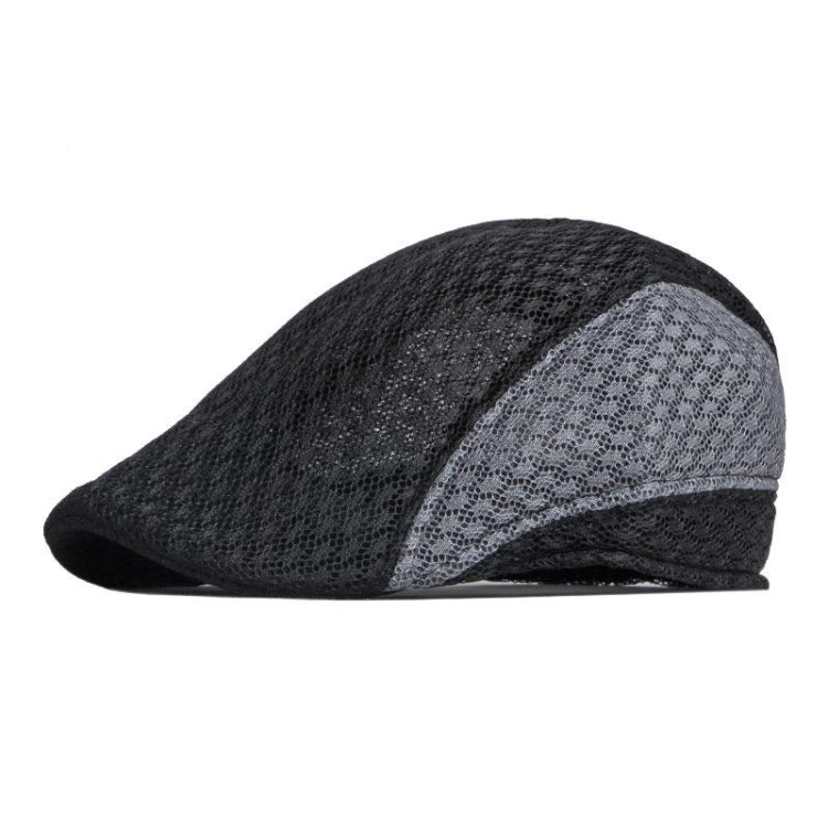Summer Hollowed Out Mesh Duck Tongue Hat Vintage Beret — (White Black)