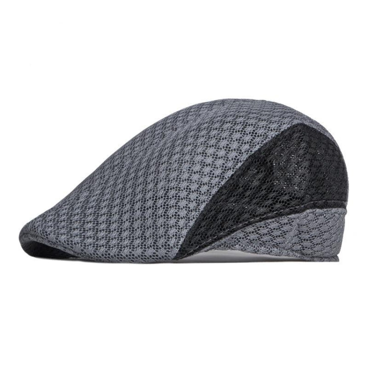 Summer Hollowed Out Mesh Duck Tongue Hat Vintage Beret — (Black Gray)