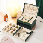 Diamond Pattern PU Leather Three-layer Drawer Jewelry Box Necklace Ring Jewelry Storage Box