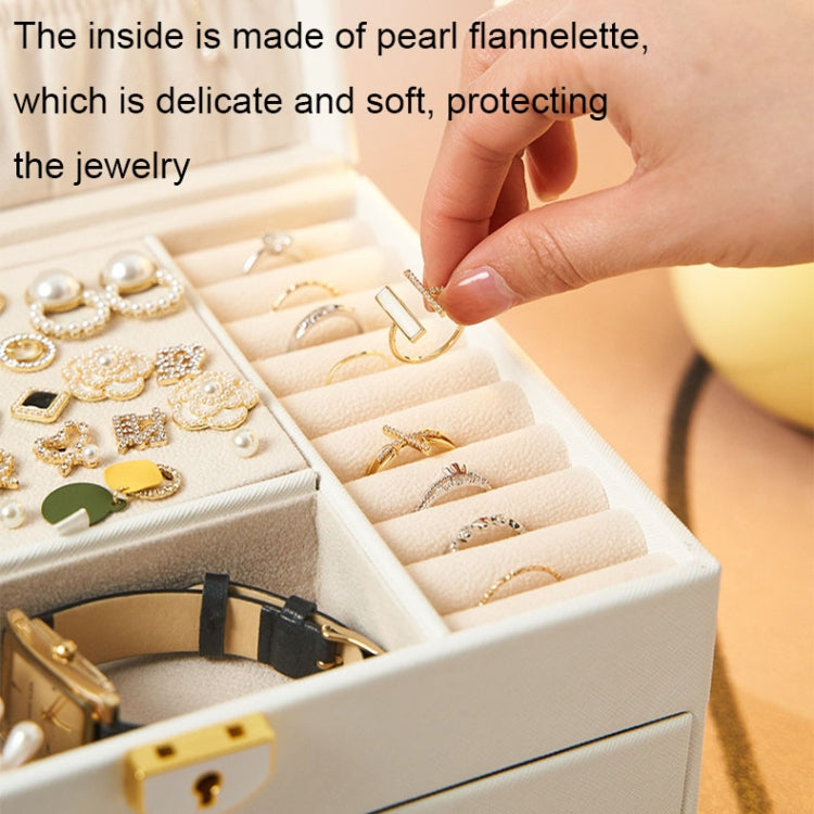 Diamond Pattern PU Leather Three-layer Drawer Jewelry Box Necklace Ring Jewelry Storage Box