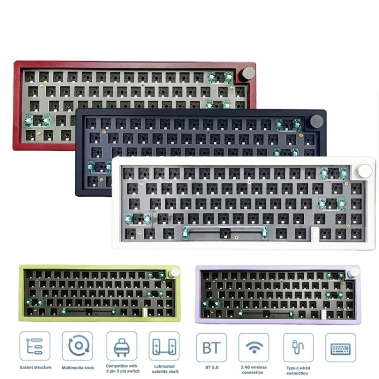 67 Keys Three-mode Customized DIY With Knob Mechanical Keyboard Kit Supports Hot Plug RGB Backlight