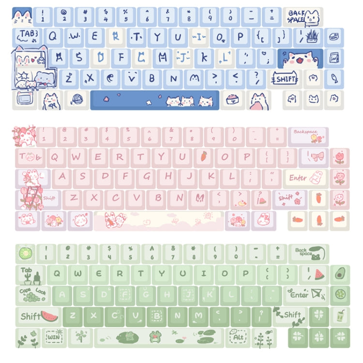 66 Keys 5-sided Heat Rise PBT Personalized Keycaps, 66 Keys Pink