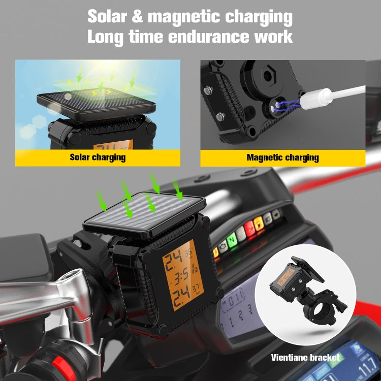 Solar Motorcycle Tire Pressure Monitor Color Screen High Precision Sensor