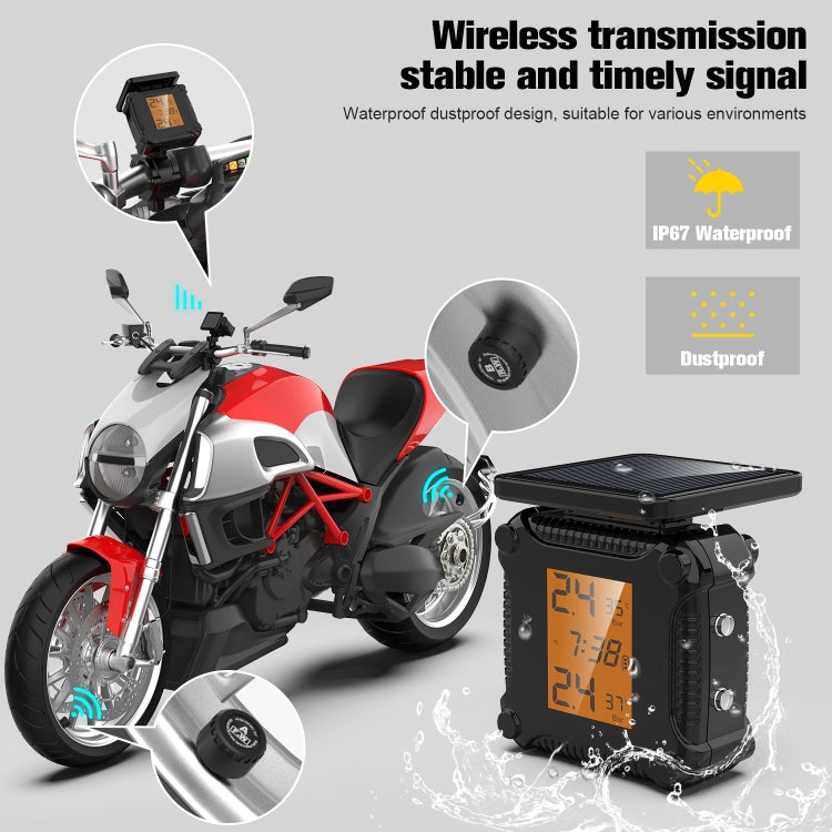 Solar Motorcycle Tire Pressure Monitor Color Screen High Precision Sensor