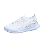 Spring and Autumn Rhinestone Flying Woven Women Sneakers Casual Breathable Shoes