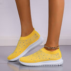 Spring and Autumn Rhinestone Flying Woven Women Sneakers Casual Breathable Shoes — view 64