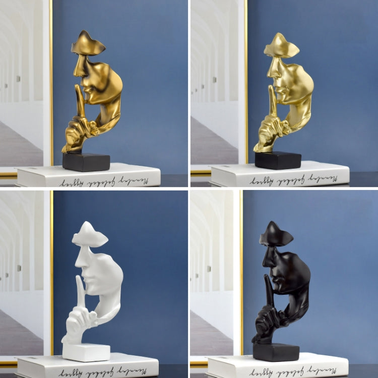 Silence Is Gold Abstract Statue Resin Desktop Decoration — Black