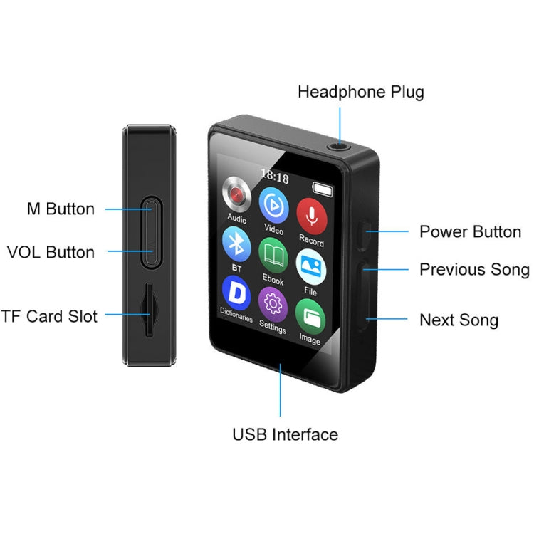 MP3 Music Player Bluetooth 5.0 Ebook Recorder MP4 Walkman