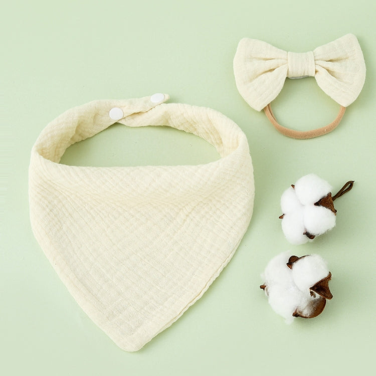 Baby Cotton Gauze Drool Towel + Bow Hairband Set Baby Bibs — Khakiqi
