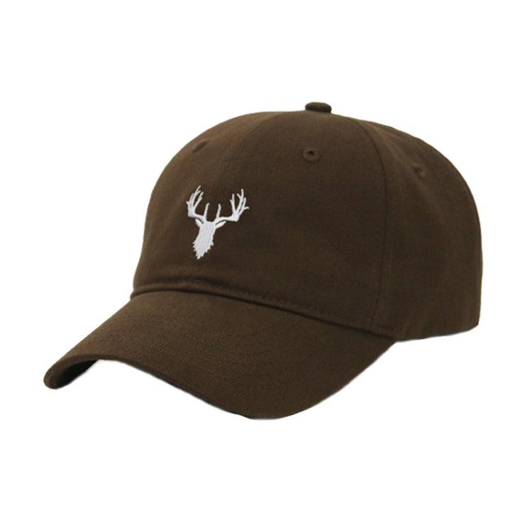 Embroidered Deer Adjustable Baseball Cap Solid Color All-match Peaked Cap — Black