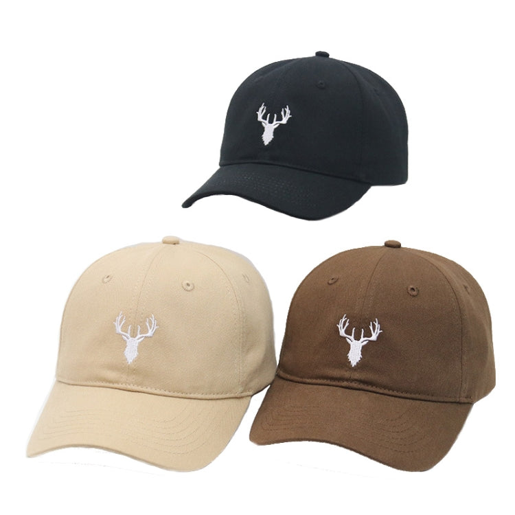 Embroidered Deer Adjustable Baseball Cap Solid Color All-match Peaked Cap — Brown