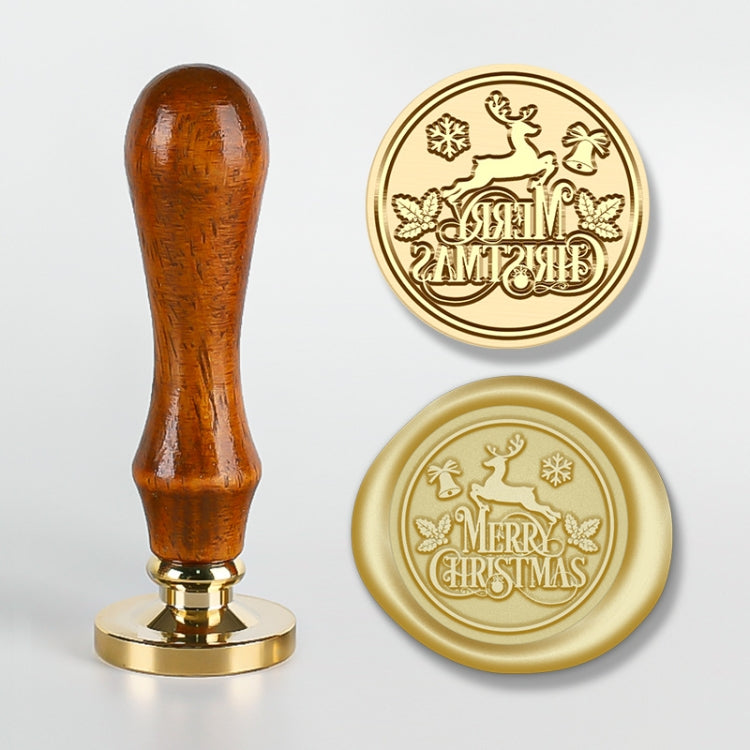 Christmas Series Fire Lacquer Seal Wood Grain Handle+Brass Seal Head