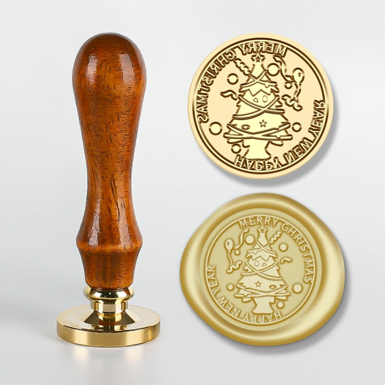 Christmas Series Fire Lacquer Seal Wood Grain Handle+Brass Seal Head
