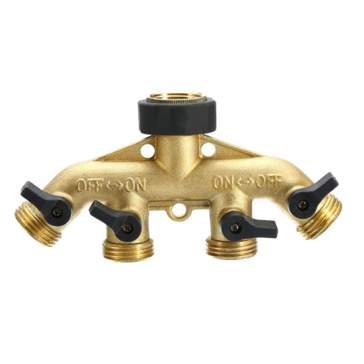 Garden Watering Agricultural Irrigation Family Car Wash Faucet Copper 4-way Ball Valve Water Divider — European Thread