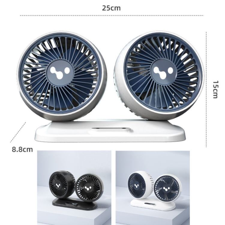 12v/24v Car Fan USB Interface Powerful Double Head Electric Fan