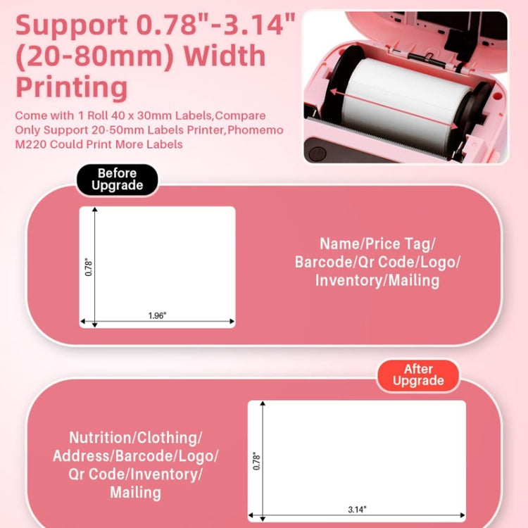Phomemo M220 Jewelry Clothing Tags Bluetooth Thermist Strip Tag Printer