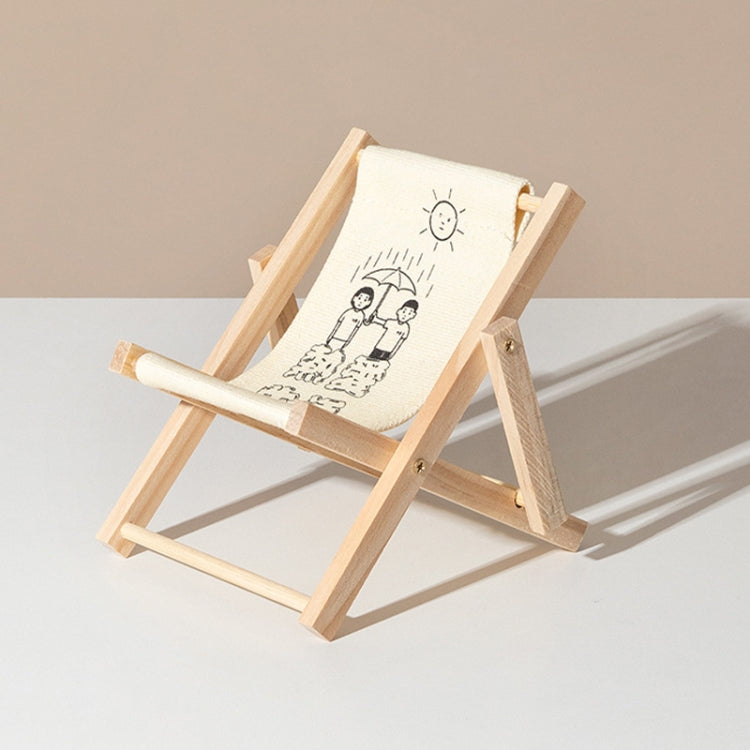 Wooden Craft Mini Desktop Ornament Photography Toys Beach Chair Phone Holder — E
