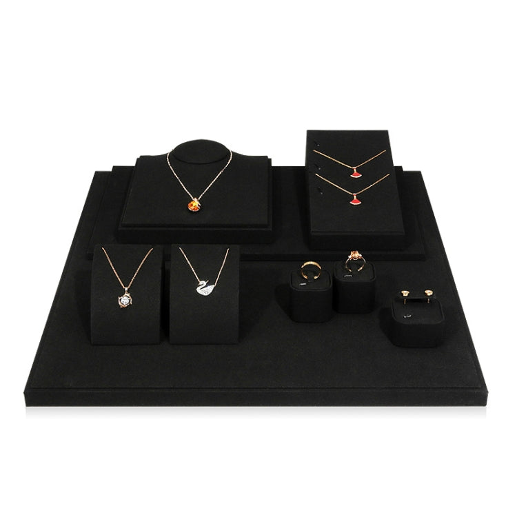 Black Microfiber Necklace Ring Jewelry Display Live Jewelry Prop Rack — Set 3