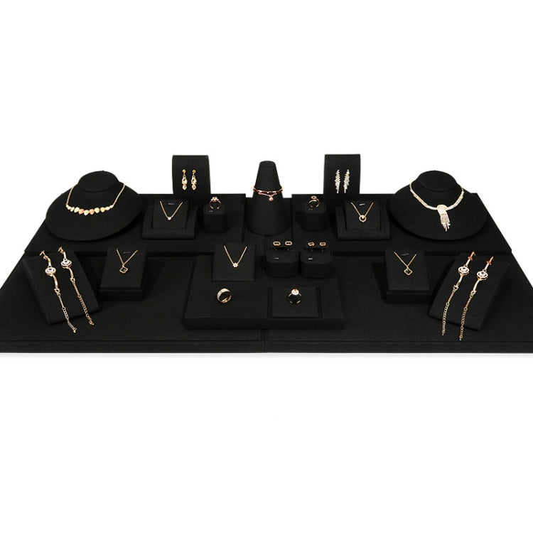 Black Microfiber Necklace Ring Jewelry Display Live Jewelry Prop Rack — Set 6