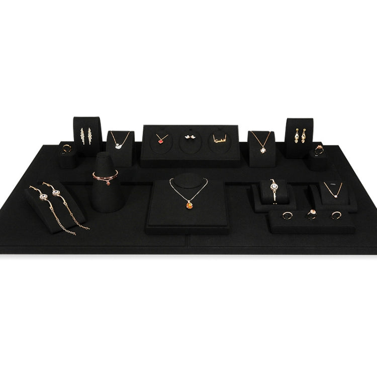 Black Microfiber Necklace Ring Jewelry Display Live Jewelry Prop Rack — Set 8