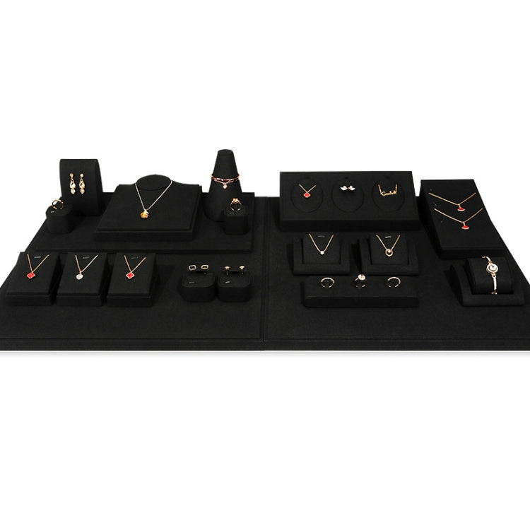 Black Microfiber Necklace Ring Jewelry Display Live Jewelry Prop Rack — Set 9