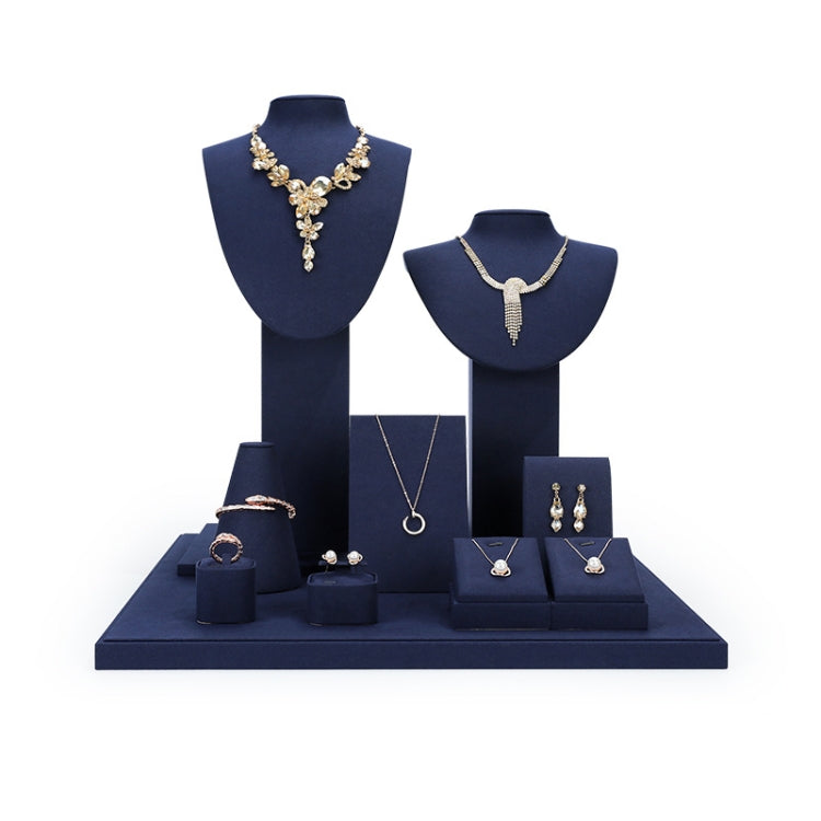 Jewelry Display Props Blue Microfiber Window Necklace Earring Ring Stand — Set 6