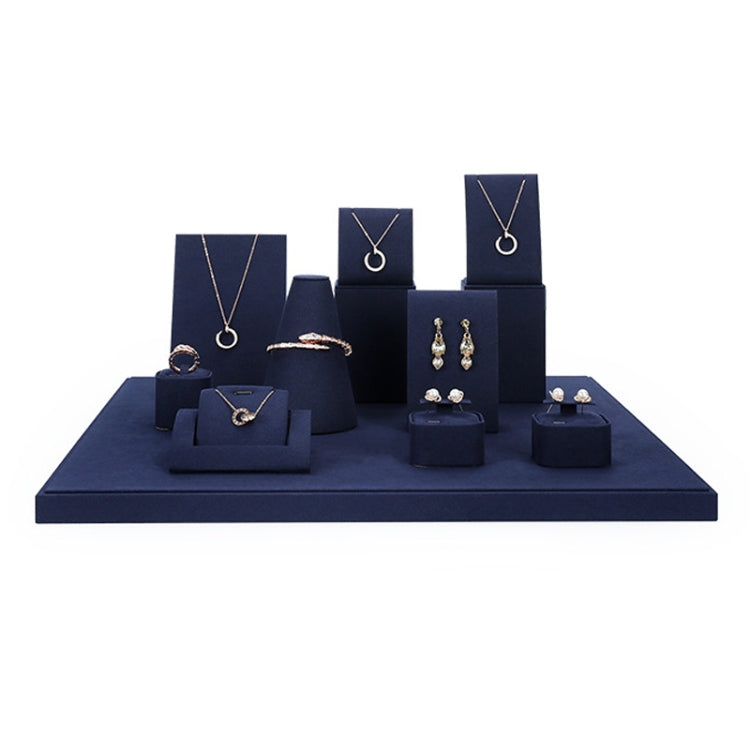 Jewelry Display Props Blue Microfiber Window Necklace Earring Ring Stand — Set 8